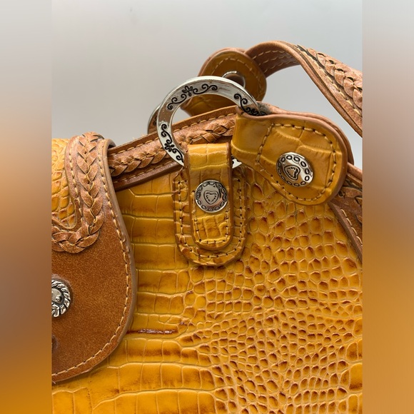 Marc Chantal M C Leather Croc Saddlebag Style Purse - Picture 4 of 15